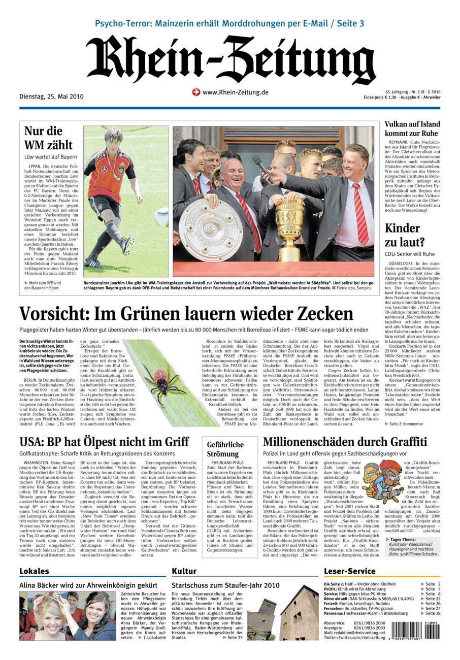 Rhein-Zeitung Kreis Ahrweiler vom Dienstag, 25.05.2010