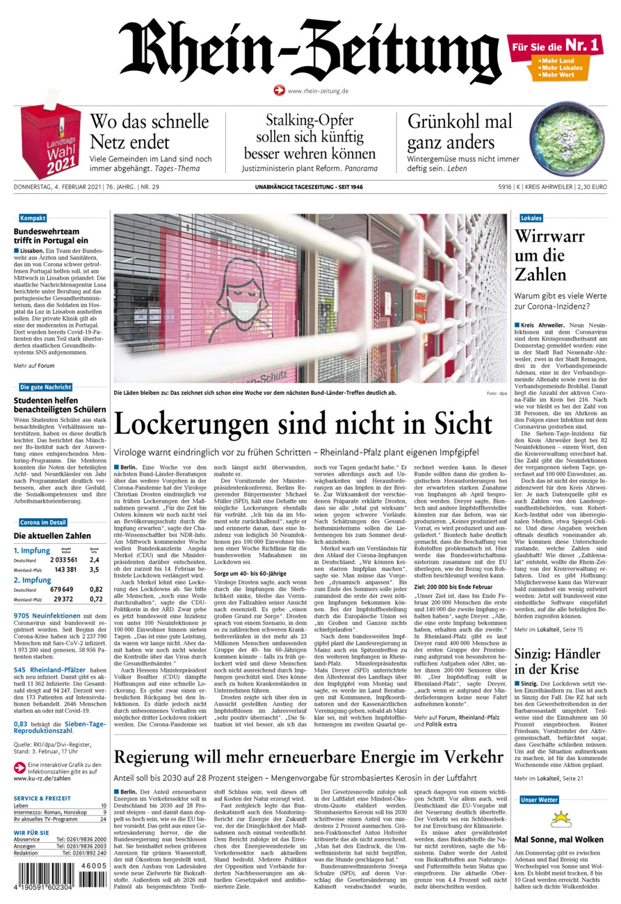 Rhein-Zeitung Kreis Ahrweiler vom Donnerstag, 04.02.2021