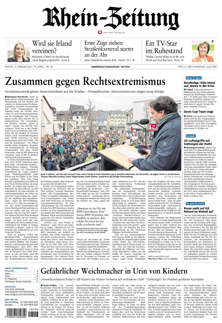 Rhein-Zeitung Kreis Ahrweiler vom Montag, 05.02.2024