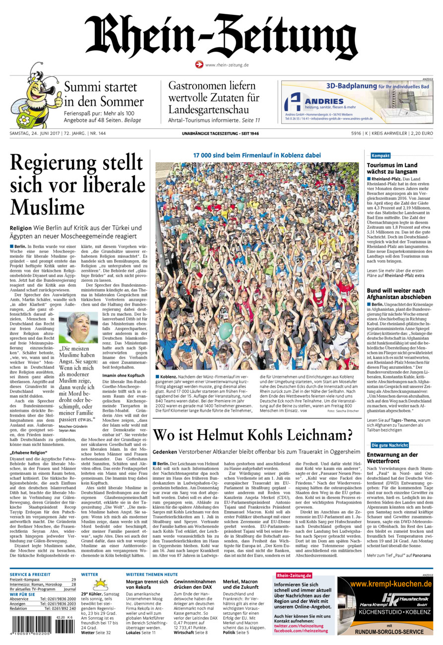 Rhein-Zeitung Kreis Ahrweiler vom Samstag, 24.06.2017