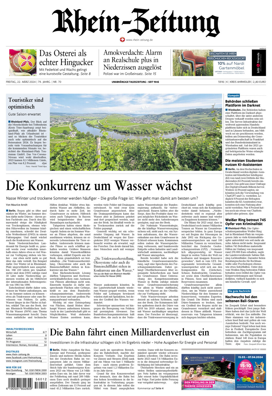 Rhein-Zeitung Kreis Ahrweiler vom Freitag, 22.03.2024