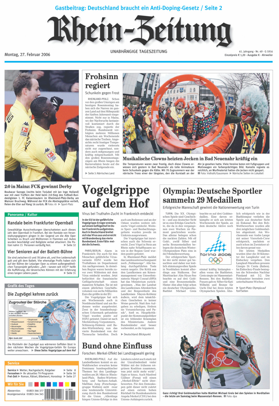 Rhein-Zeitung Kreis Ahrweiler vom Montag, 27.02.2006