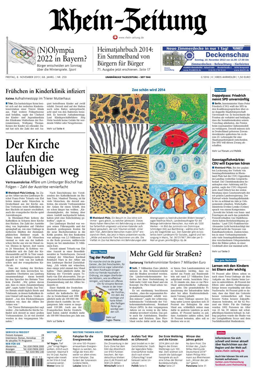 Rhein-Zeitung Kreis Ahrweiler vom Freitag, 08.11.2013