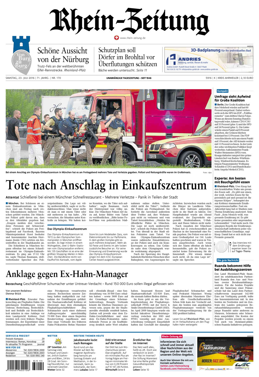 Rhein-Zeitung Kreis Ahrweiler vom Samstag, 23.07.2016