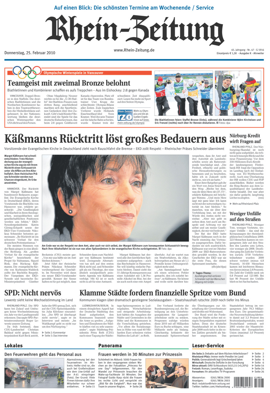 Rhein-Zeitung Kreis Ahrweiler vom Donnerstag, 25.02.2010
