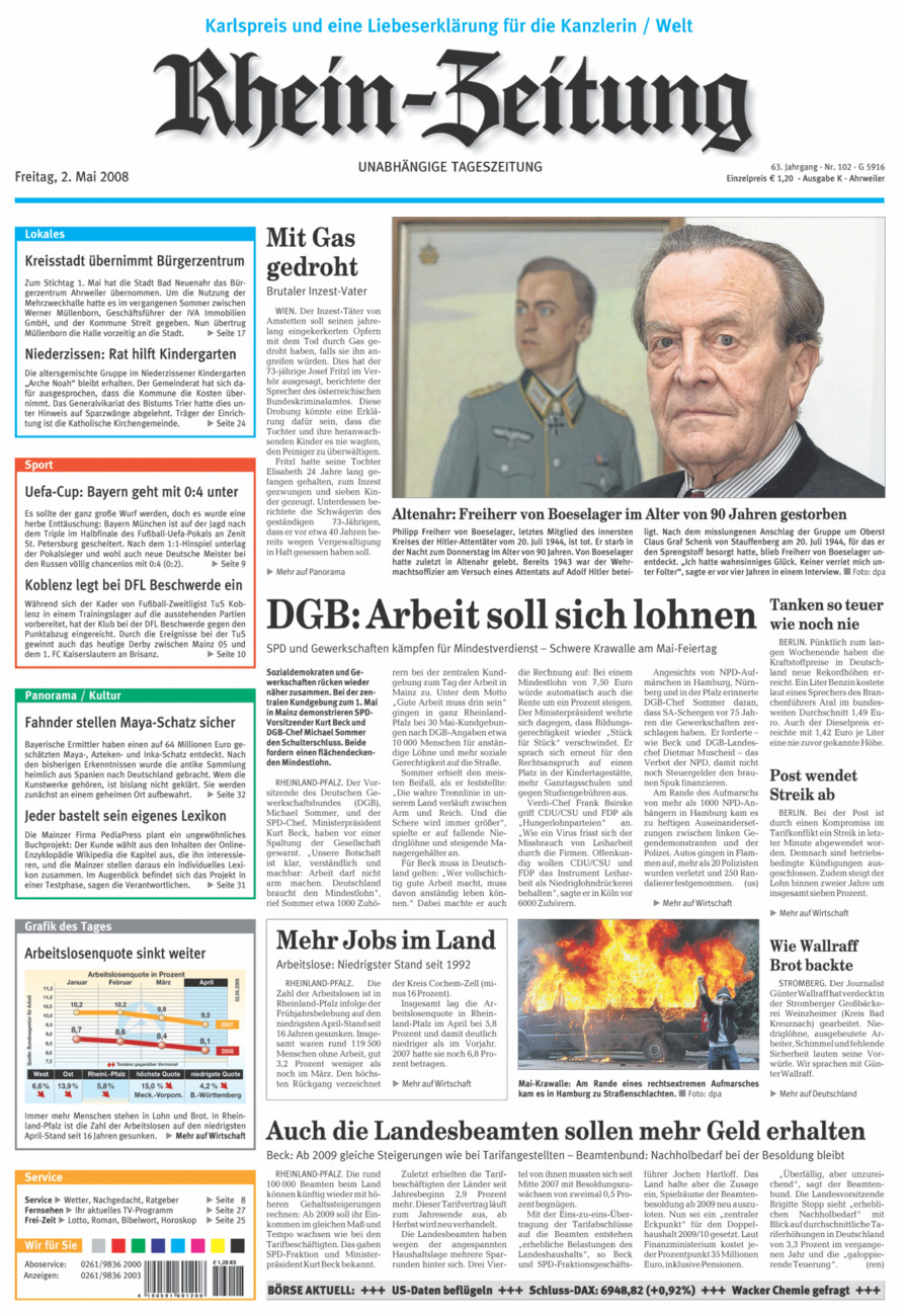 Rhein-Zeitung Kreis Ahrweiler vom Freitag, 02.05.2008