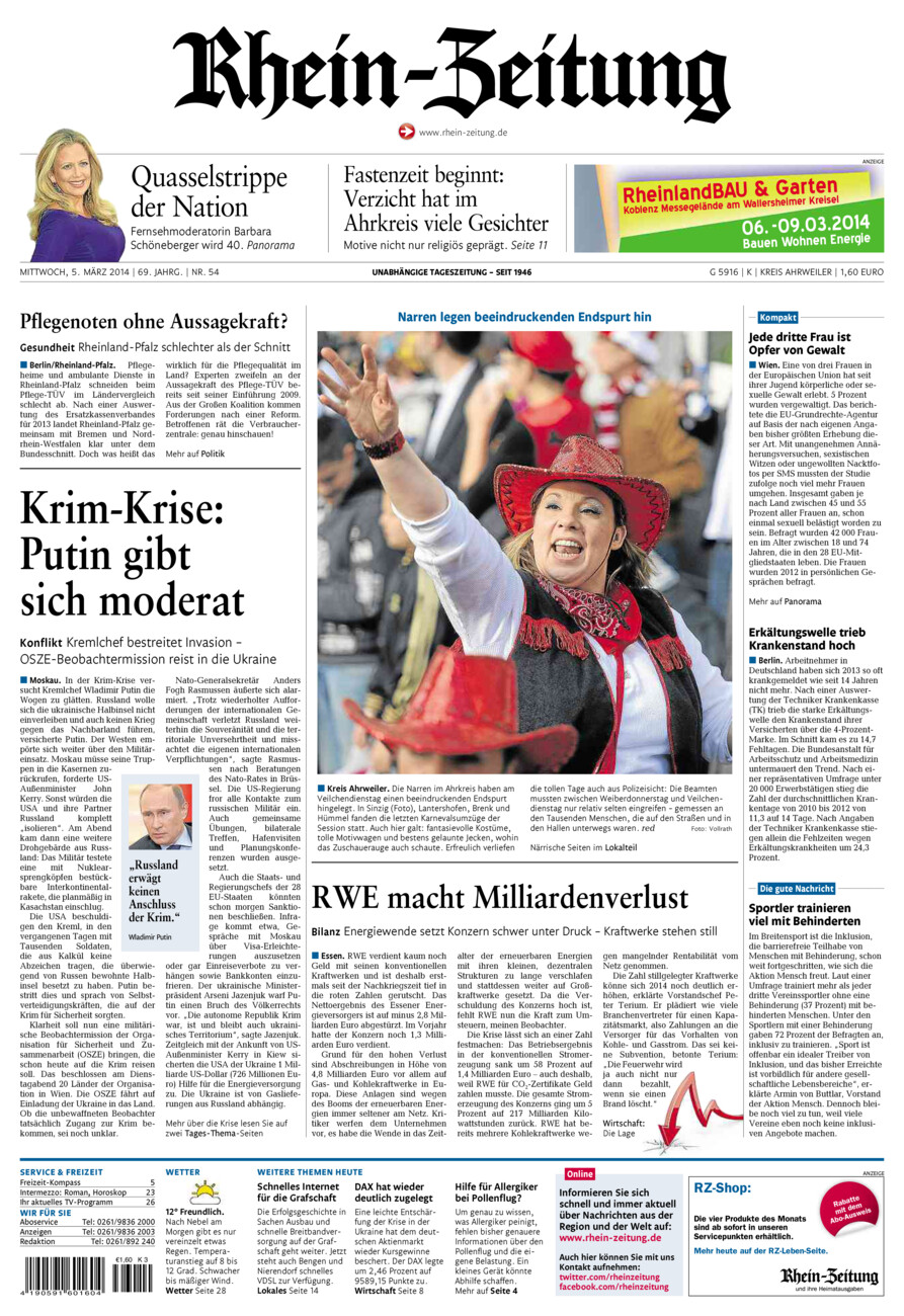 Rhein-Zeitung Kreis Ahrweiler vom Mittwoch, 05.03.2014