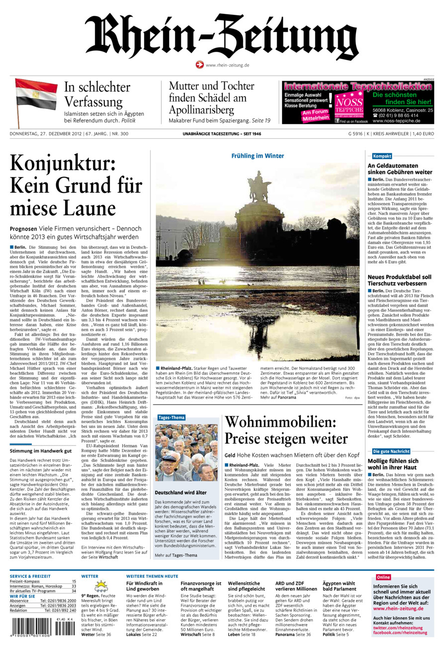 Rhein-Zeitung Kreis Ahrweiler vom Donnerstag, 27.12.2012