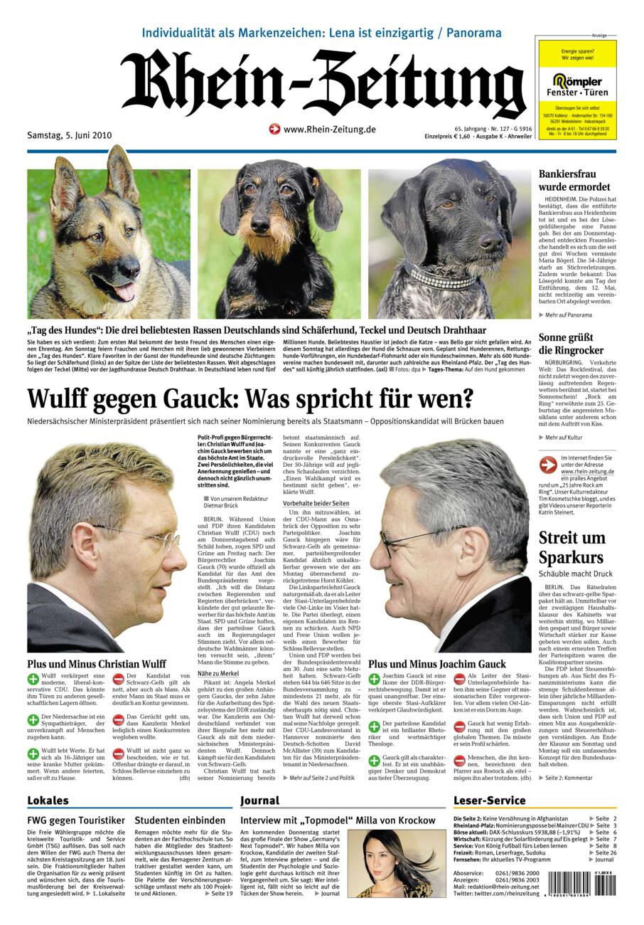 Rhein-Zeitung Kreis Ahrweiler vom Samstag, 05.06.2010