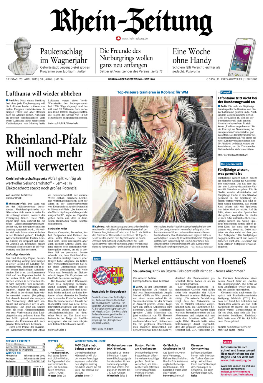 Rhein-Zeitung Kreis Ahrweiler vom Dienstag, 23.04.2013
