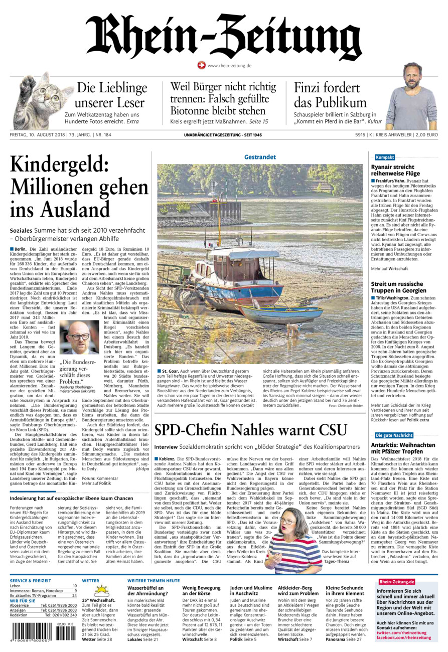 Rhein-Zeitung Kreis Ahrweiler vom Freitag, 10.08.2018