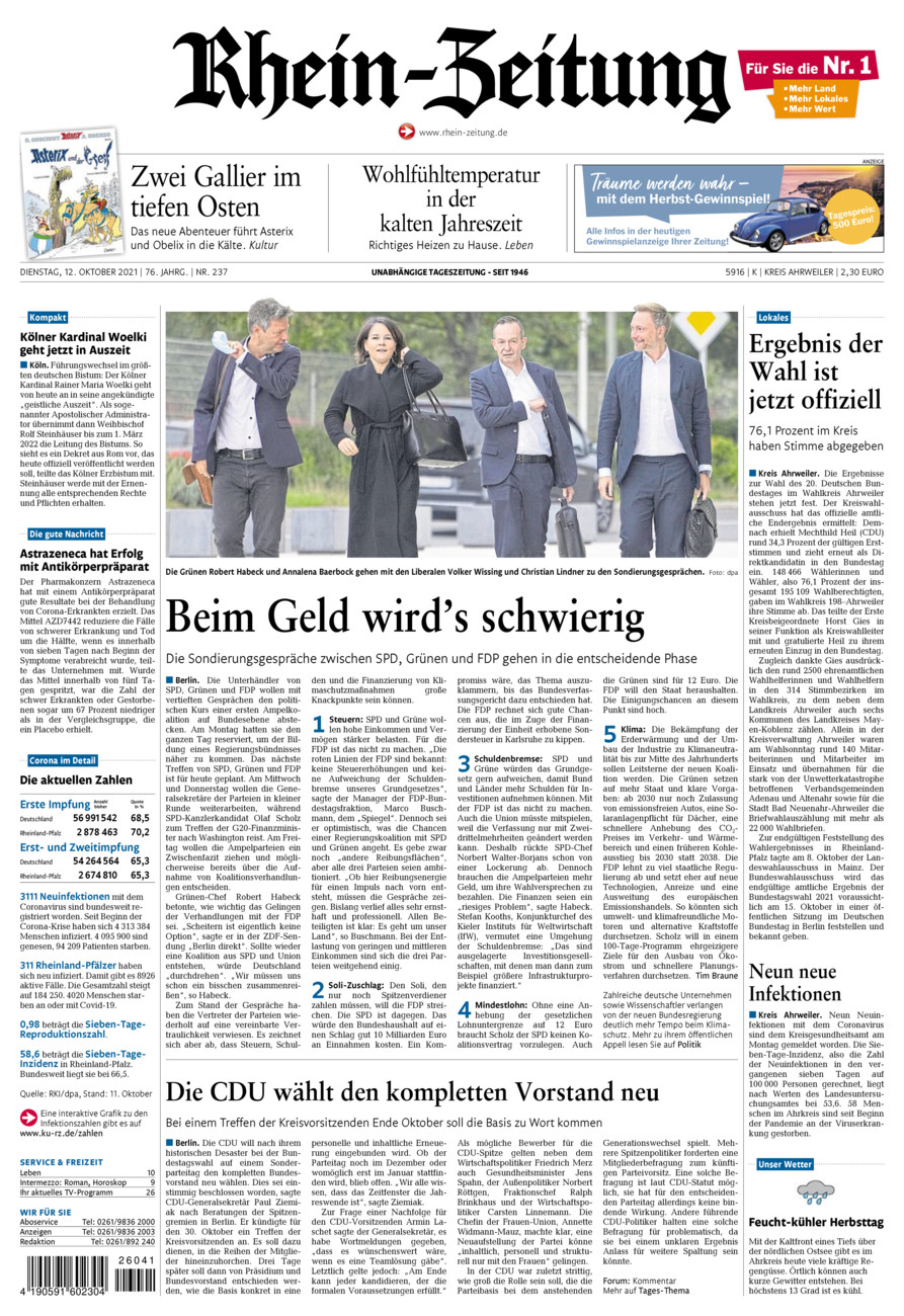 Rhein-Zeitung Kreis Ahrweiler vom Dienstag, 12.10.2021