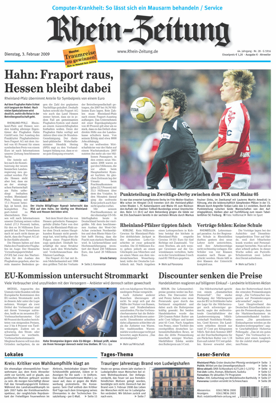 Rhein-Zeitung Kreis Ahrweiler vom Dienstag, 03.02.2009