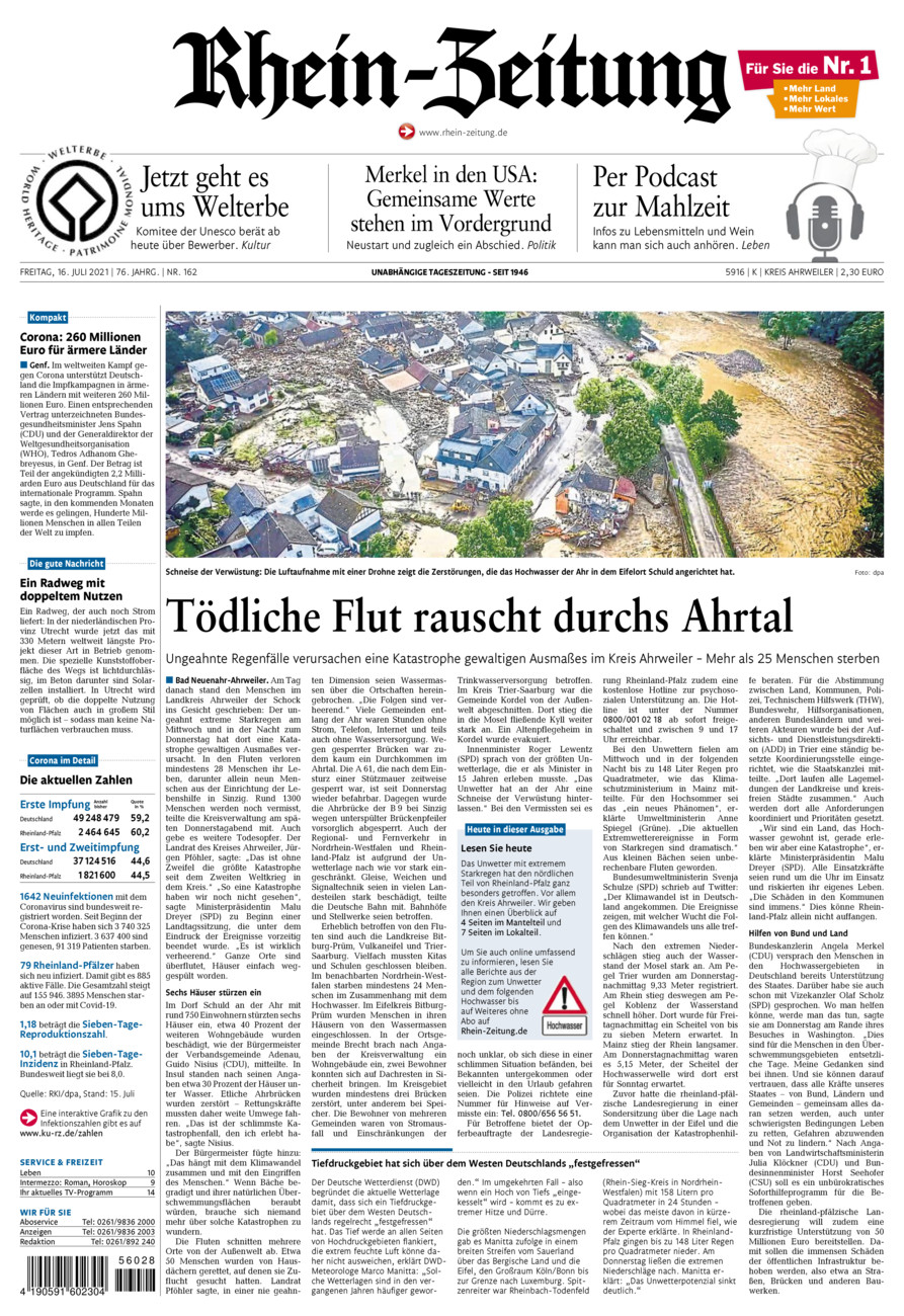 Rhein-Zeitung Kreis Ahrweiler vom Freitag, 16.07.2021