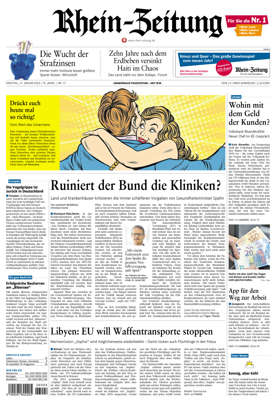Rhein-Zeitung Kreis Ahrweiler vom Dienstag, 21.01.2020