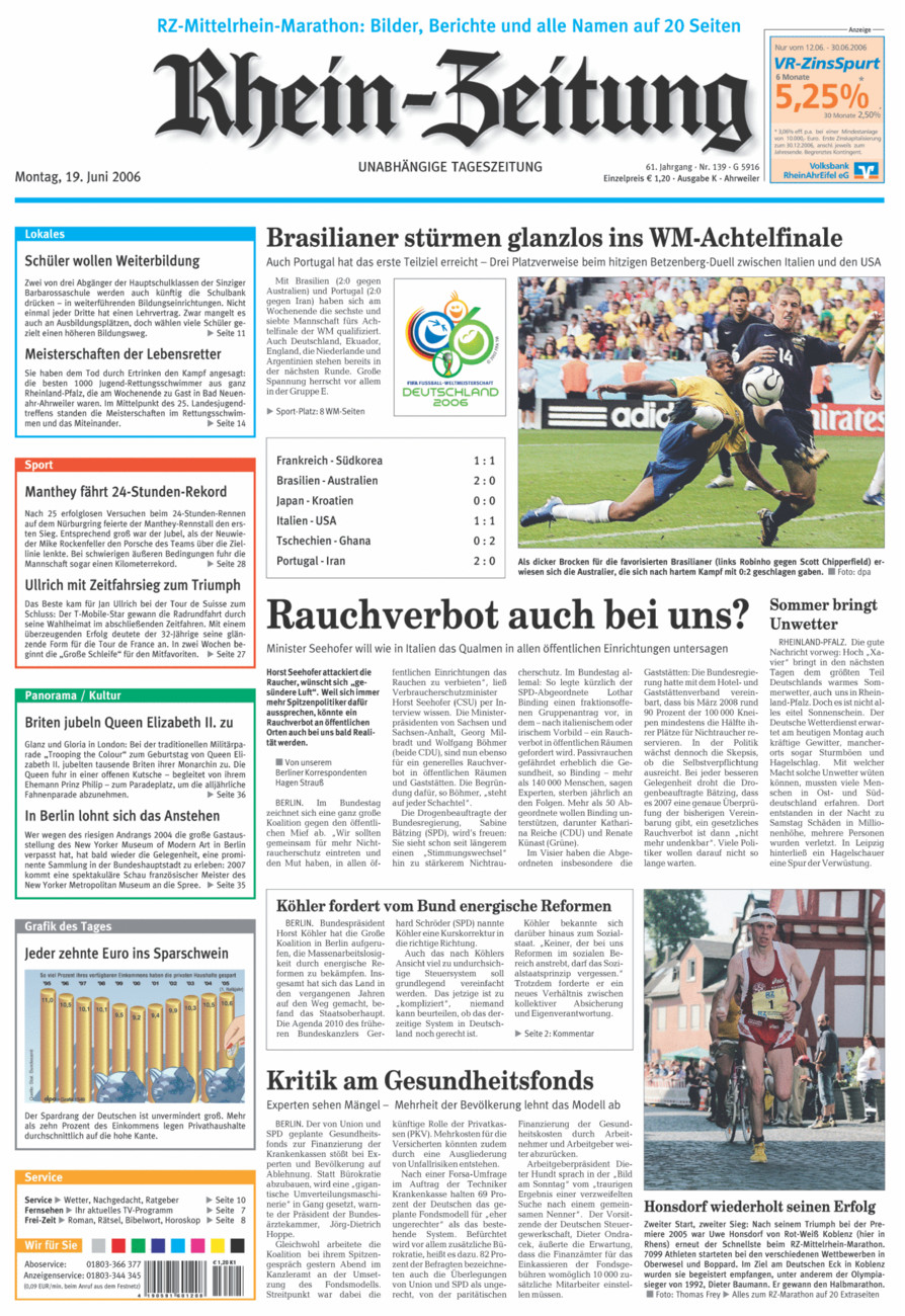 Rhein-Zeitung Kreis Ahrweiler vom Montag, 19.06.2006