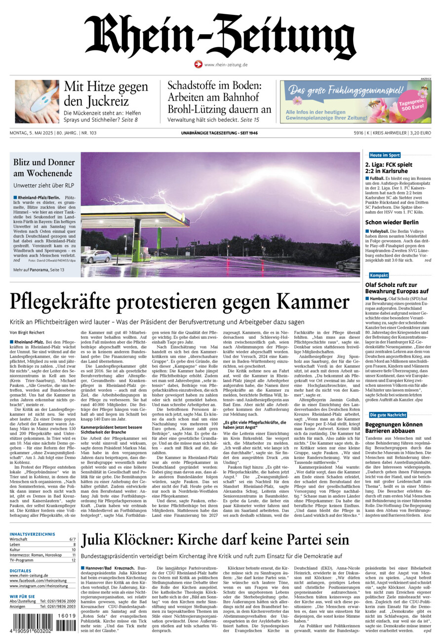 Rhein-Zeitung Kreis Ahrweiler vom Montag, 05.05.2025