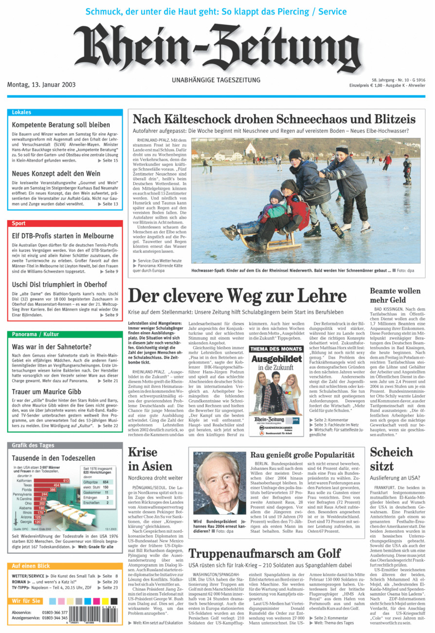 Rhein-Zeitung Kreis Ahrweiler vom Montag, 13.01.2003