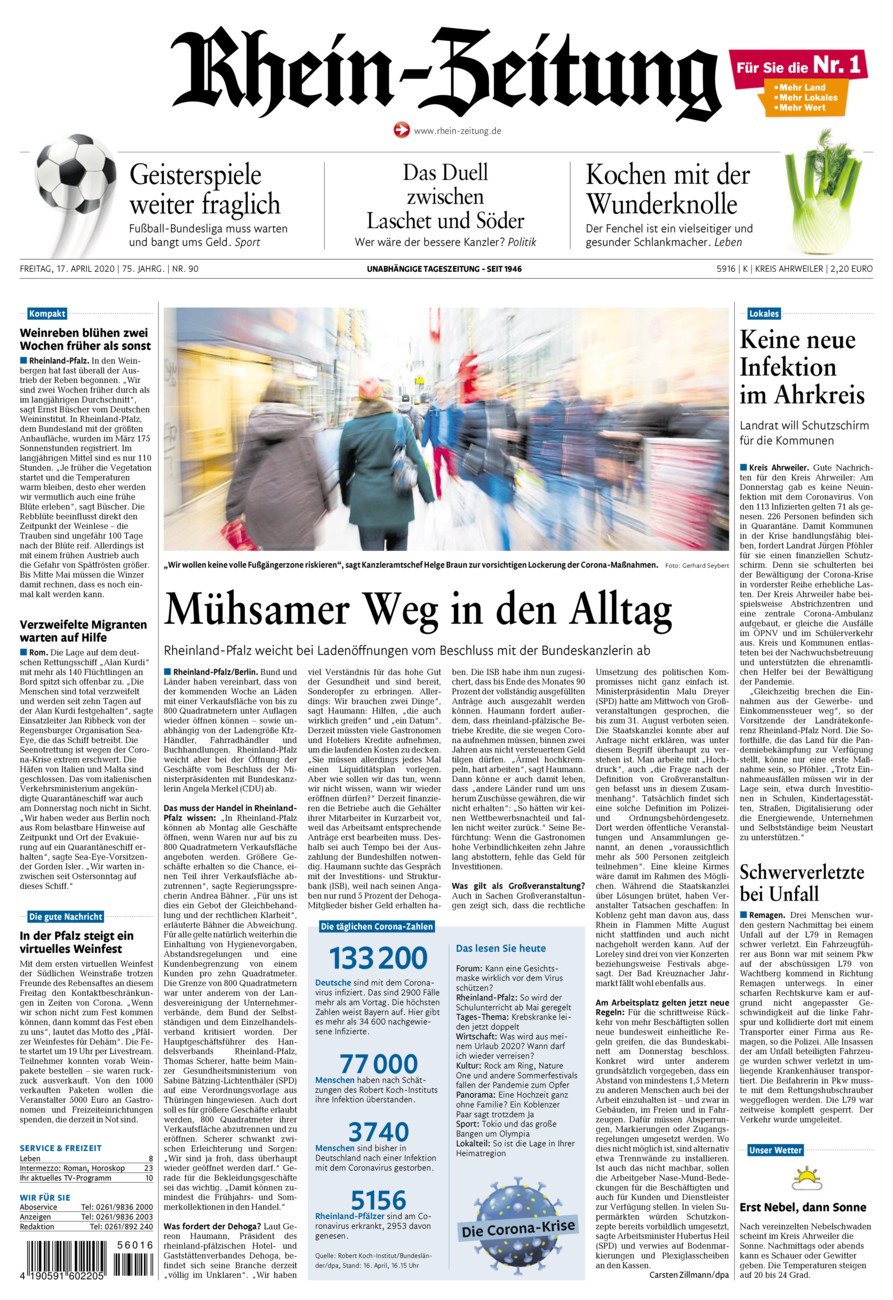 Rhein-Zeitung Kreis Ahrweiler vom Freitag, 17.04.2020