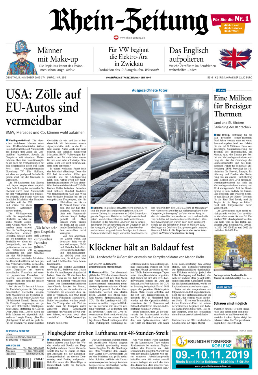 Rhein-Zeitung Kreis Ahrweiler vom Dienstag, 05.11.2019