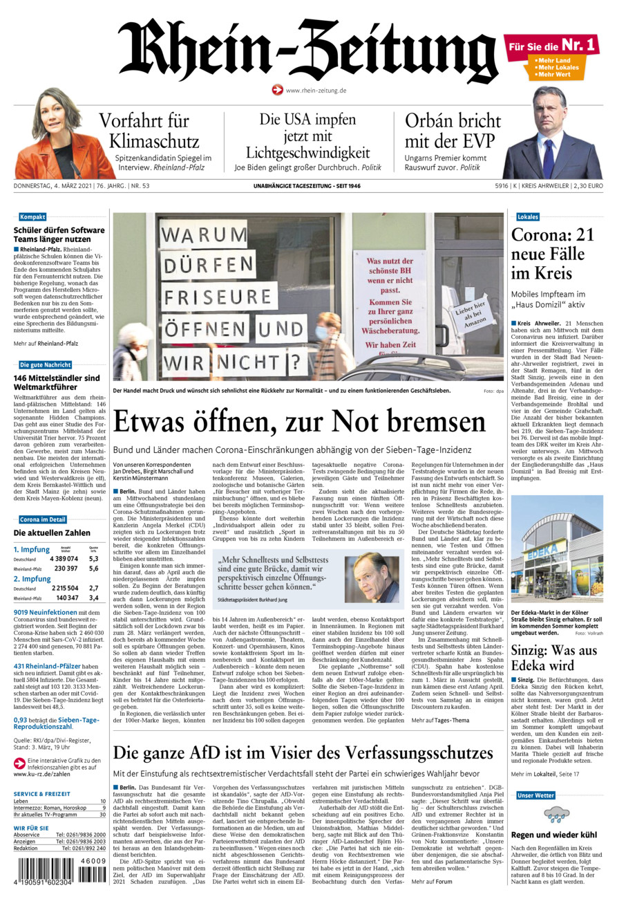 Rhein-Zeitung Kreis Ahrweiler vom Donnerstag, 04.03.2021