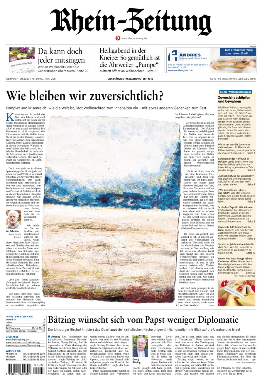 Rhein-Zeitung Kreis Ahrweiler vom Samstag, 23.12.2023