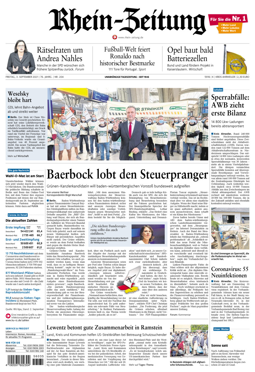 Rhein-Zeitung Kreis Ahrweiler vom Freitag, 03.09.2021