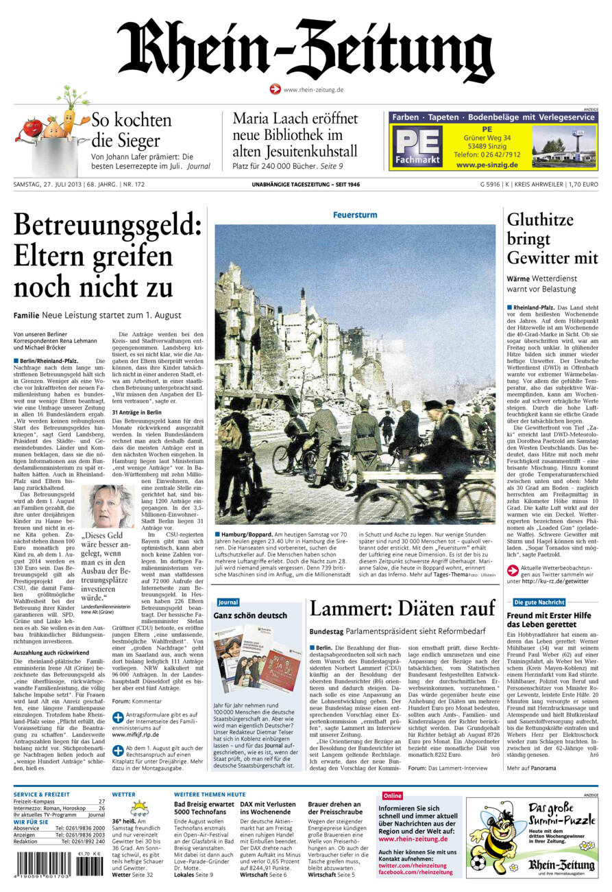 Rhein-Zeitung Kreis Ahrweiler vom Samstag, 27.07.2013