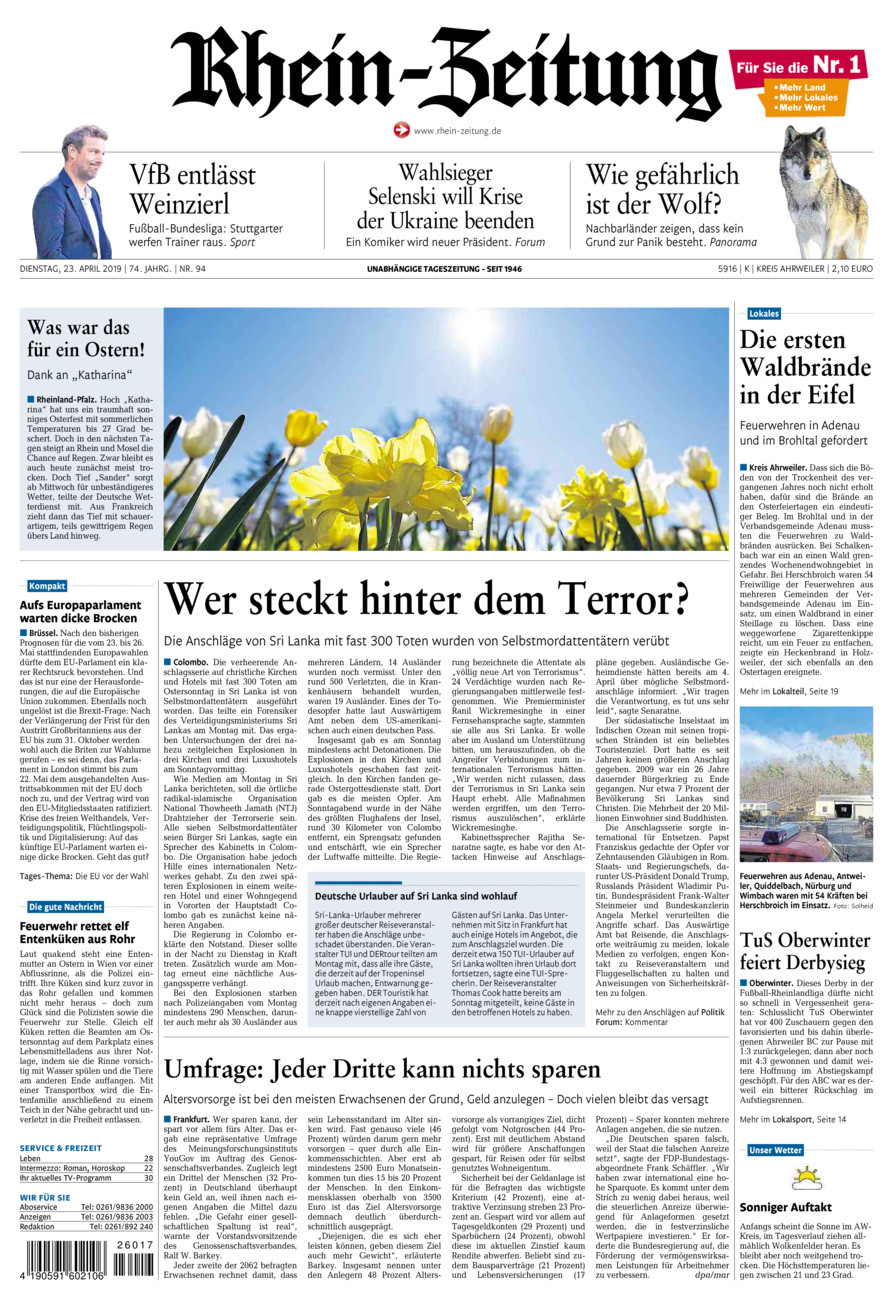 Rhein-Zeitung Kreis Ahrweiler vom Dienstag, 23.04.2019