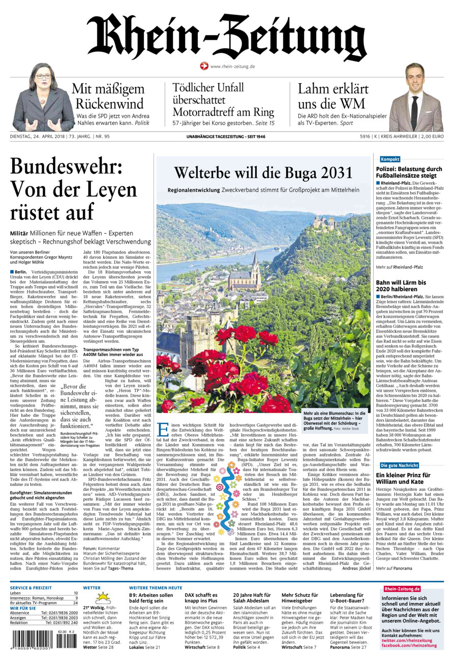 Rhein-Zeitung Kreis Ahrweiler vom Dienstag, 24.04.2018