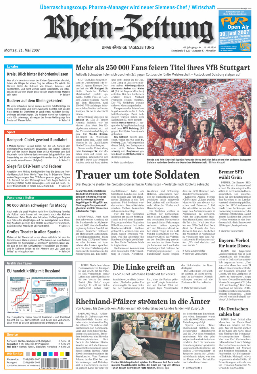 Rhein-Zeitung Kreis Ahrweiler vom Montag, 21.05.2007