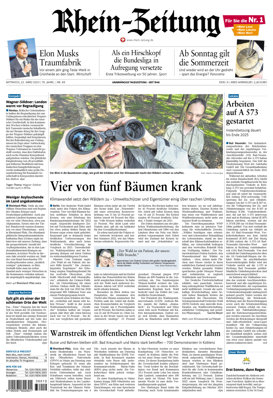 Rhein-Zeitung Kreis Ahrweiler vom Mittwoch, 22.03.2023