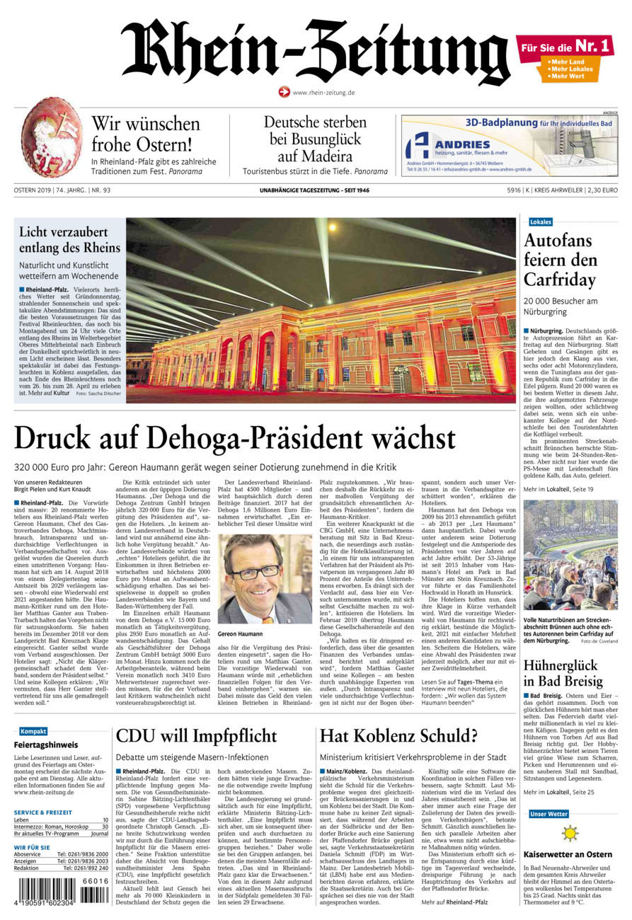 Rhein-Zeitung Kreis Ahrweiler vom Samstag, 20.04.2019