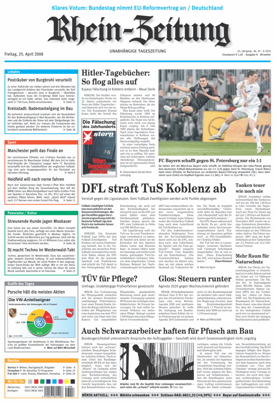 Rhein-Zeitung Kreis Ahrweiler vom Freitag, 25.04.2008