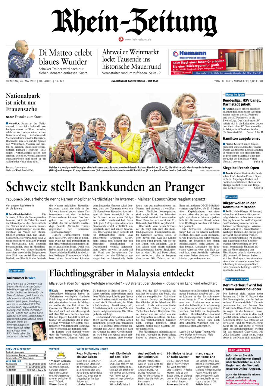 Rhein-Zeitung Kreis Ahrweiler vom Dienstag, 26.05.2015