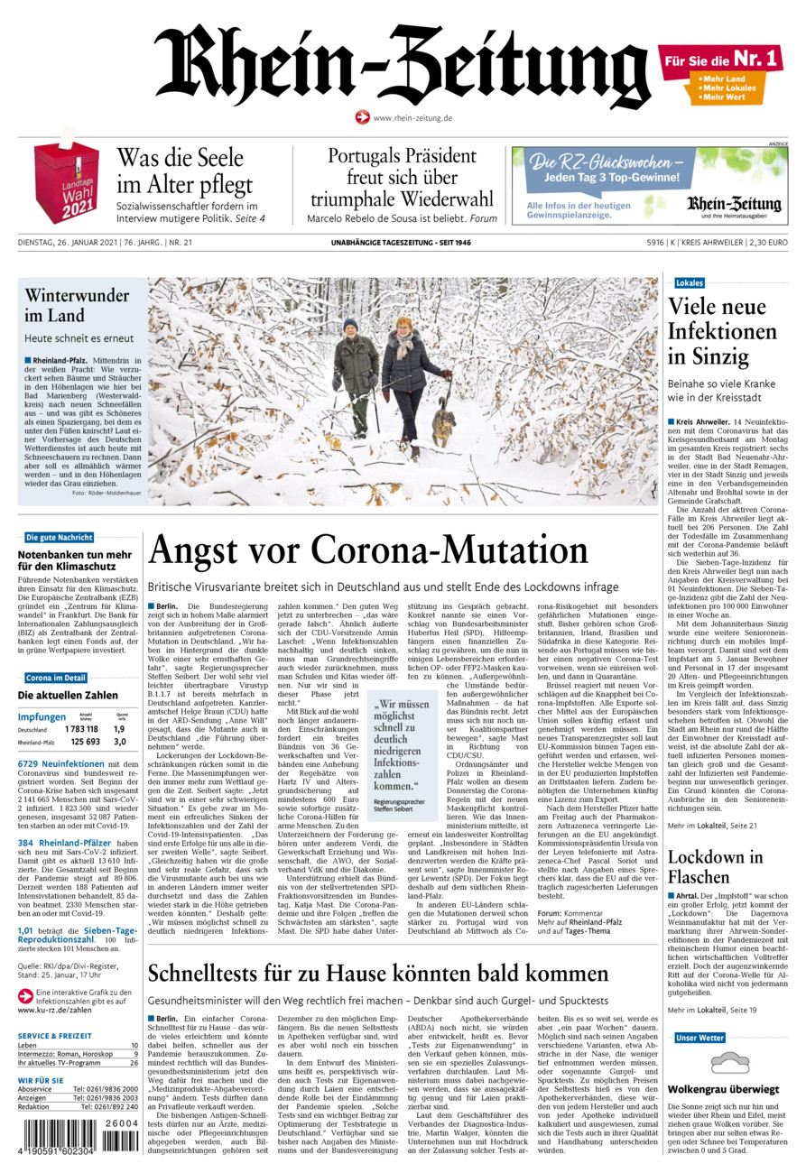 Rhein-Zeitung Kreis Ahrweiler vom Dienstag, 26.01.2021