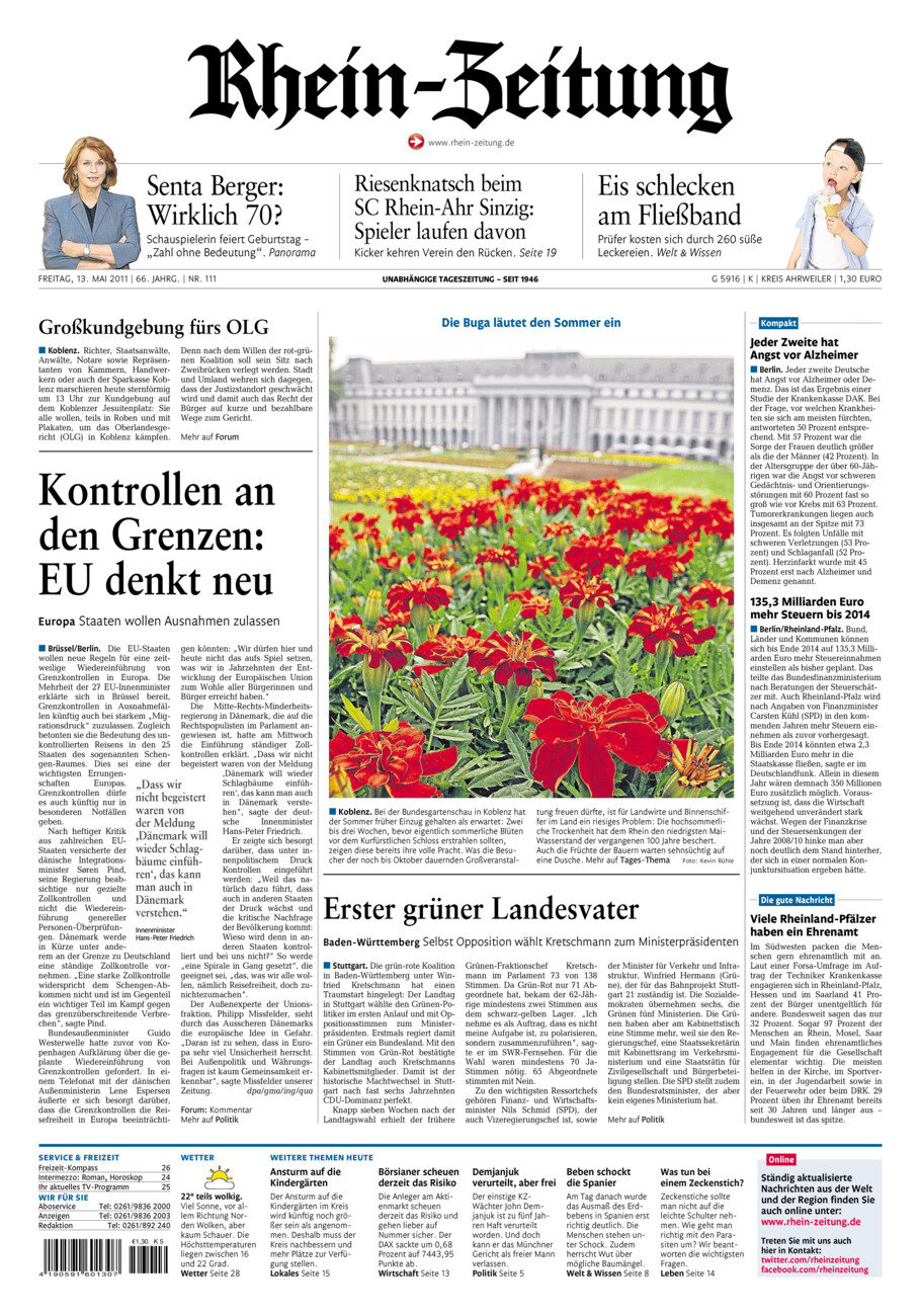 Rhein-Zeitung Kreis Ahrweiler vom Freitag, 13.05.2011