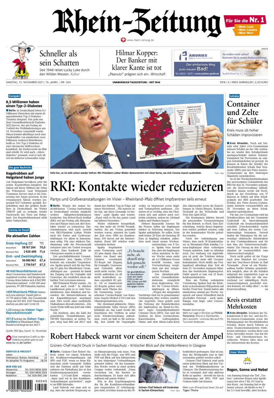 Rhein-Zeitung Kreis Ahrweiler vom Samstag, 13.11.2021