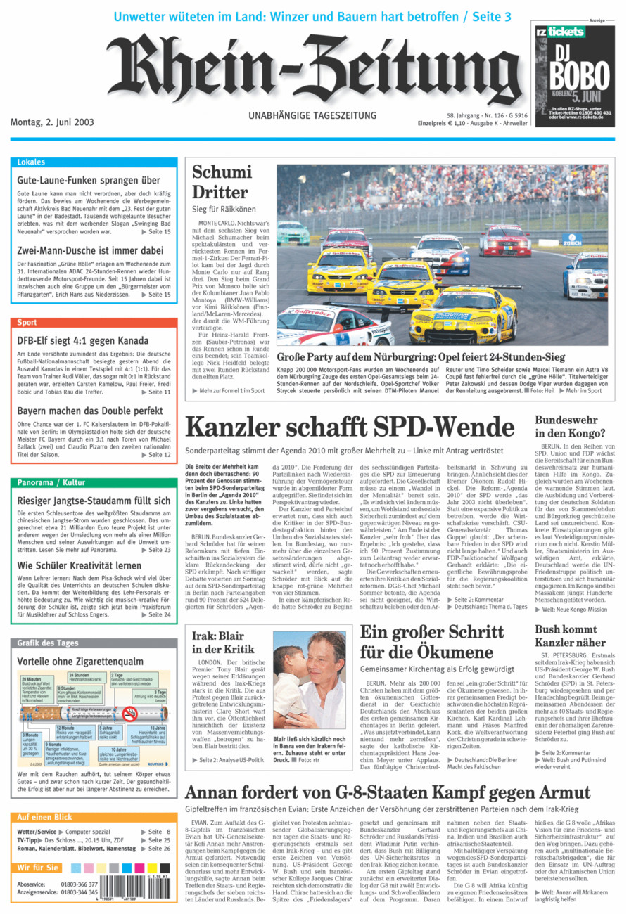 Rhein-Zeitung Kreis Ahrweiler vom Montag, 02.06.2003