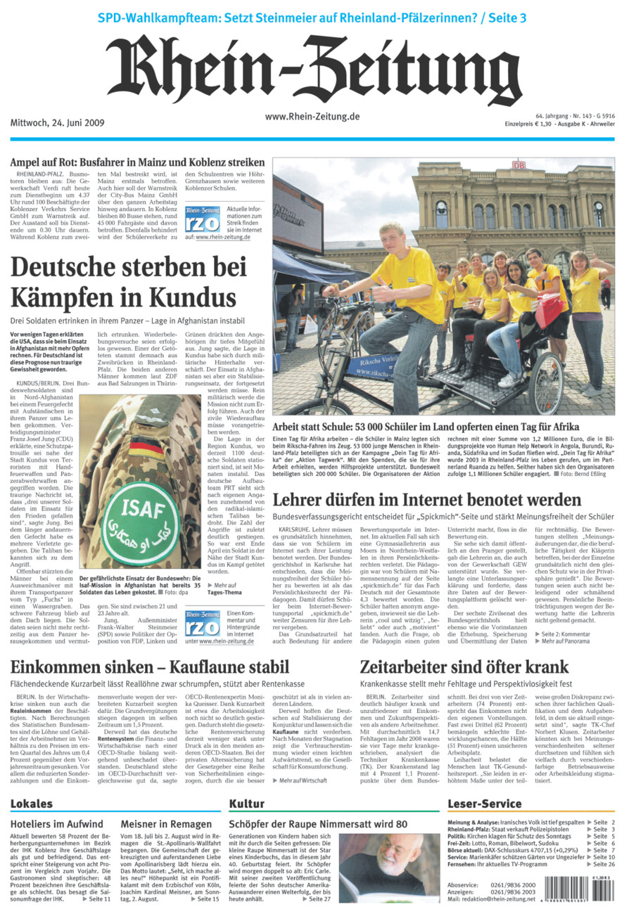 Rhein-Zeitung Kreis Ahrweiler vom Mittwoch, 24.06.2009