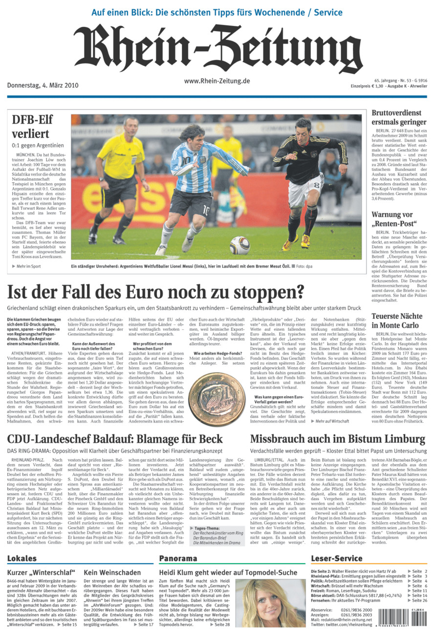 Rhein-Zeitung Kreis Ahrweiler vom Donnerstag, 04.03.2010