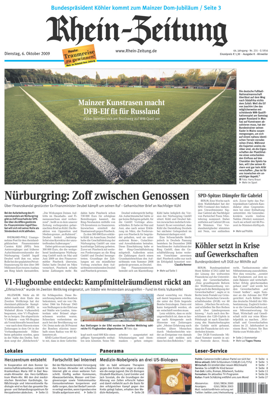 Rhein-Zeitung Kreis Ahrweiler vom Dienstag, 06.10.2009