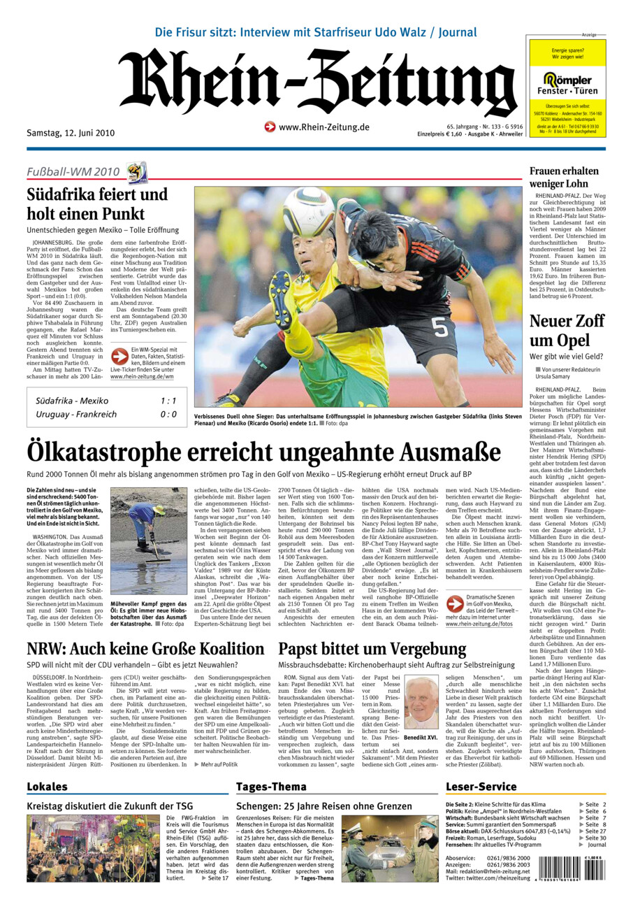 Rhein-Zeitung Kreis Ahrweiler vom Samstag, 12.06.2010