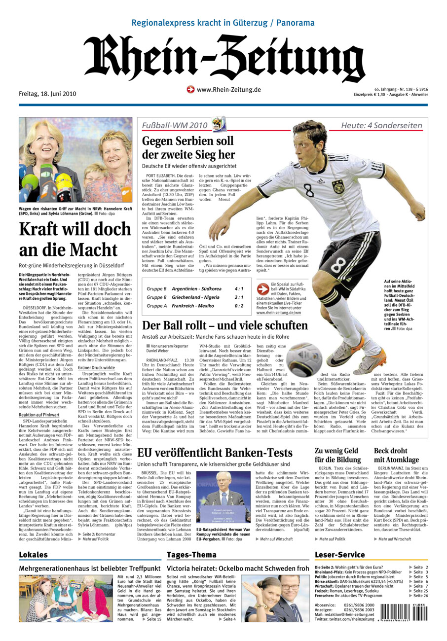 Rhein-Zeitung Kreis Ahrweiler vom Freitag, 18.06.2010
