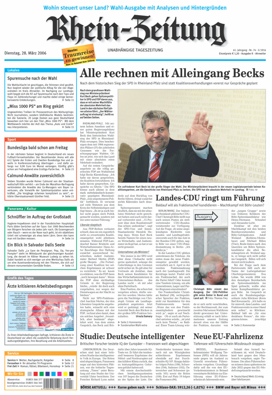 Rhein-Zeitung Kreis Ahrweiler vom Dienstag, 28.03.2006
