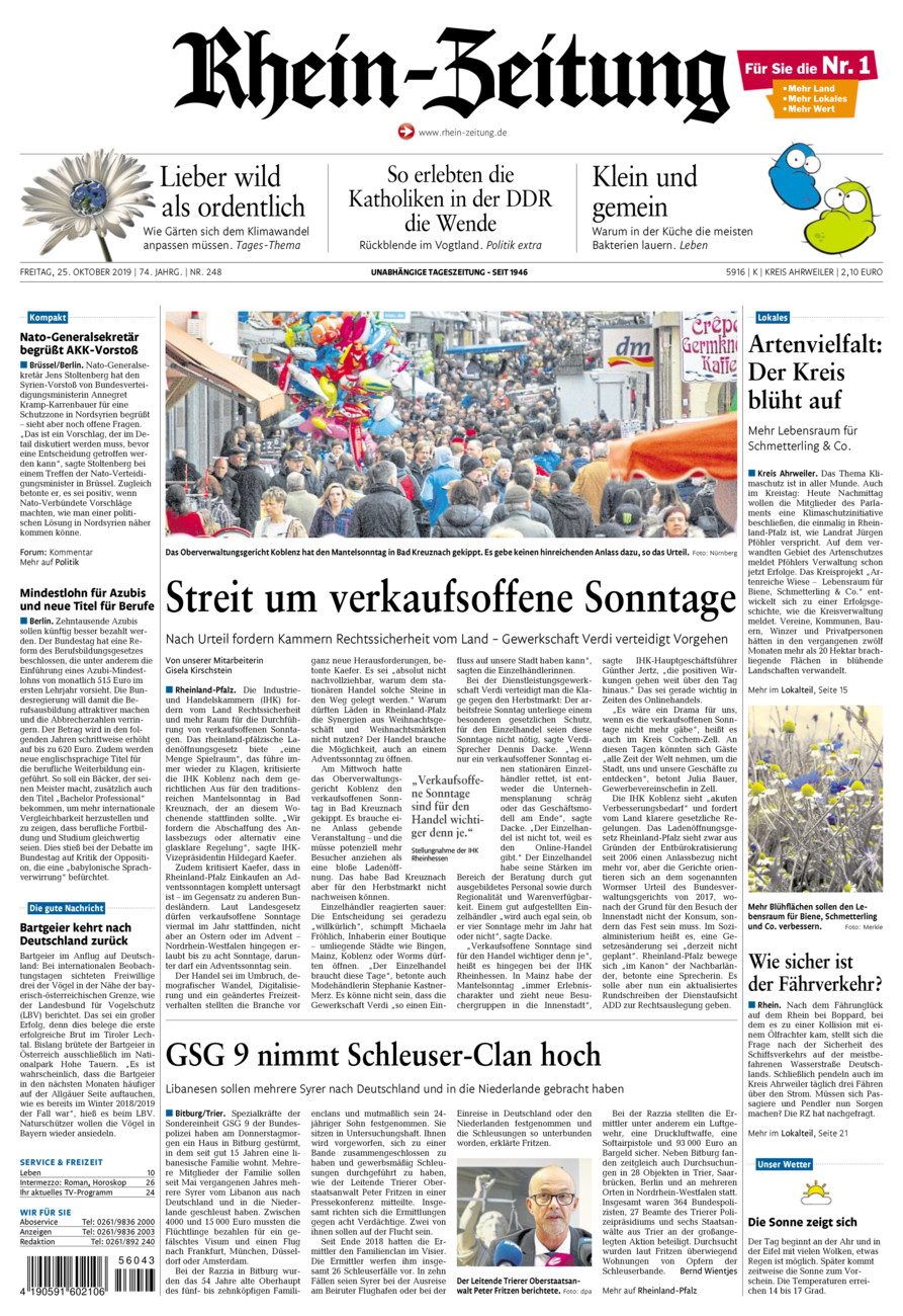 Rhein-Zeitung Kreis Ahrweiler vom Freitag, 25.10.2019