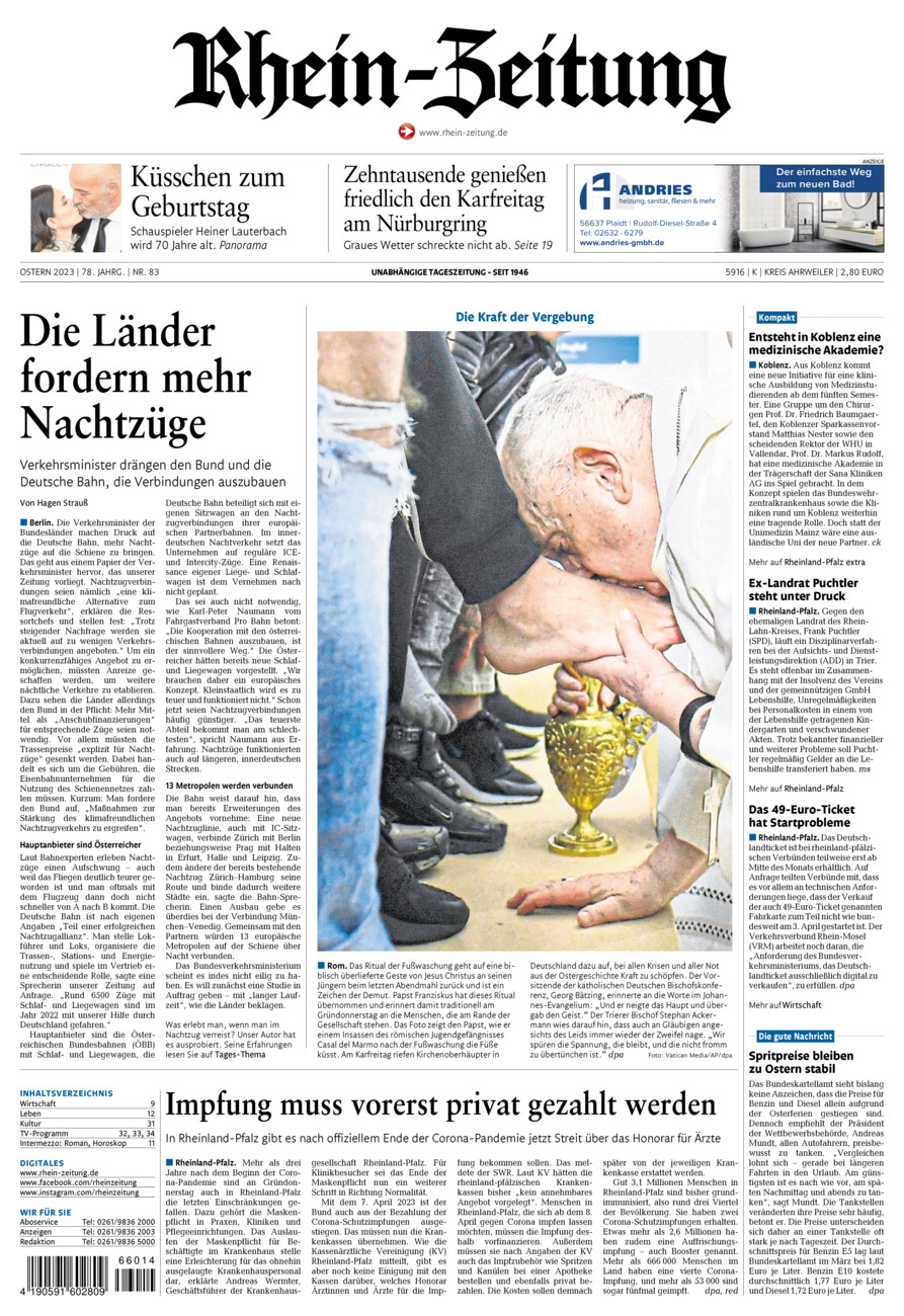 Rhein-Zeitung Kreis Ahrweiler vom Samstag, 08.04.2023