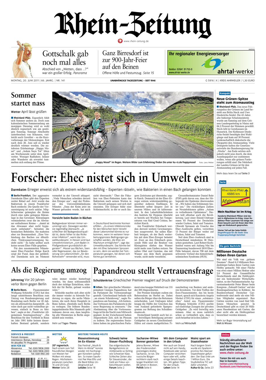 Rhein-Zeitung Kreis Ahrweiler vom Montag, 20.06.2011