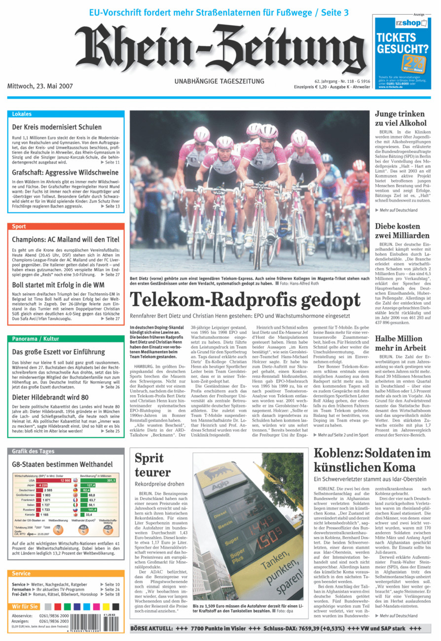 Rhein-Zeitung Kreis Ahrweiler vom Mittwoch, 23.05.2007