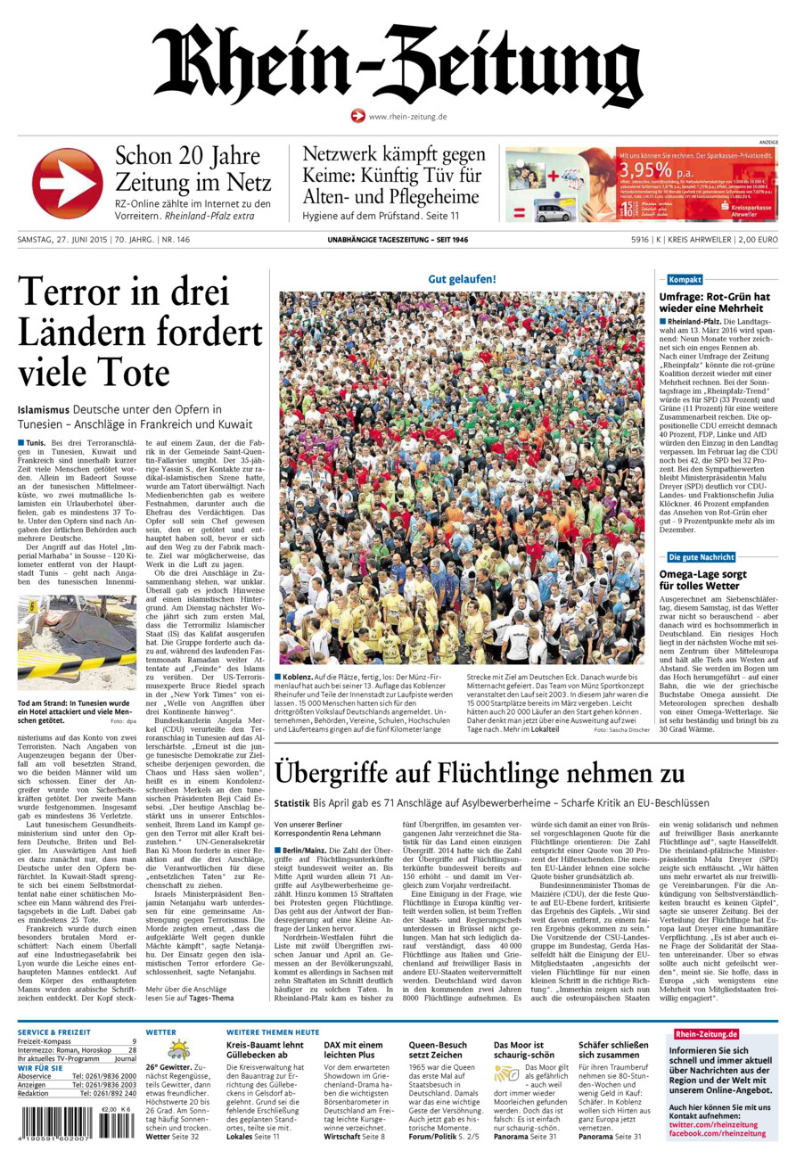 Rhein-Zeitung Kreis Ahrweiler vom Samstag, 27.06.2015